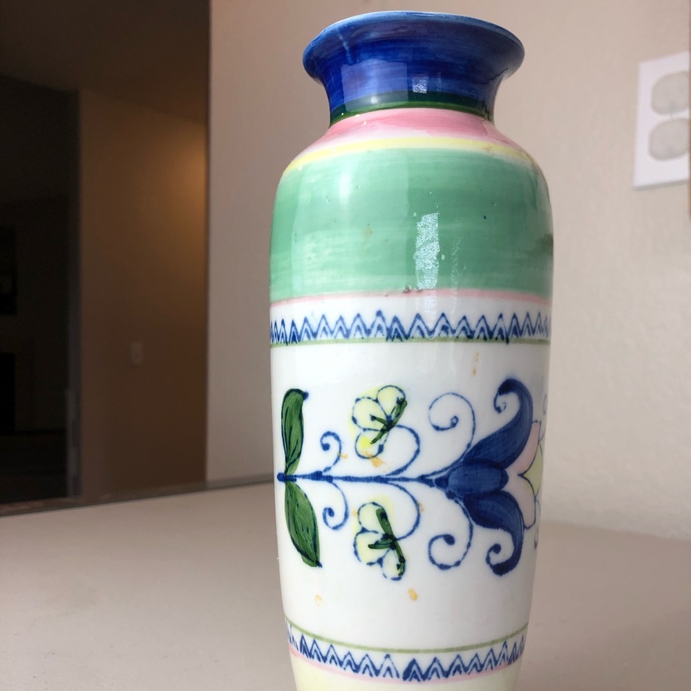 VNTG Porcelain Italy Floral Vase Unique